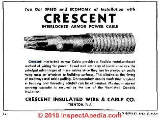 Cres Flex electrical wire advertisement (C) InspectApedia.com